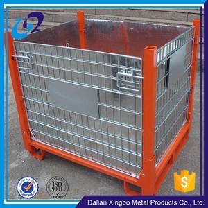 כלוב משטחים מתכתי כבד מתקפל, תאי אחסון מפלדה, כלוב אחסון מסוג פלטה למחסן לוגיסטי - Product Image 4