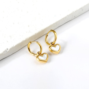 Pendientes de Aro en Forma de Corazón de Acero Inoxidable en Oro y Plata, Joyería de Moda para Mujer, Pendientes Colgantes de Regalo - Product Image 3