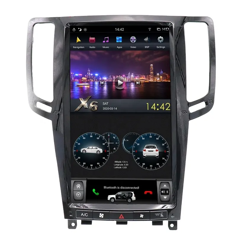 13.6 ''Android 9.0 PX6 Tesla araba Video Infiniti G25 G35 G37 2007-2013 Stereo radyo GPS desteği carplay 360 görüş kamerası