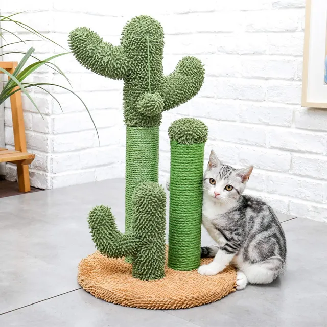 Bentuk Kaktus Cina Terbaik Bahan Sisal Pohon Kucing Mainan Bermain Kucing Dalam Ruangan