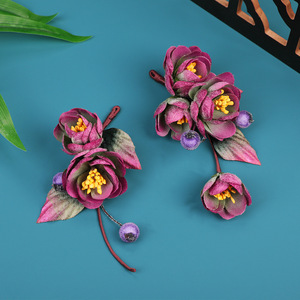 Nuevo diseño original, hecho a mano, estilo antiguo, cheongsam floral de terciopelo sintético morado, maquillaje Hanfu y accesorios para el cabello, Hanfu - Product Image 1