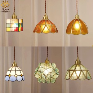 Ciondolo Vintage americano nordico Tiffany ottone caldo legno noce bianco sala da pranzo camera da letto comodino Bar studio famiglia E26 Base - Product Image 2