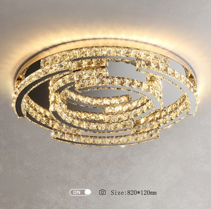 <span class=keywords><strong>Plafonnier</strong></span> LED contemporain en fer chromé durable avec cristaux K9, télécommande, <span class=keywords><strong>grand</strong></span> format, à montage en surface, garantie 2 ans - Product Image 2