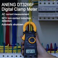 ANENG meteran jepit Digital DT3266 Material Multimeter Voltmeter 600V DC/AC indikator baterai rendah bahan ABS