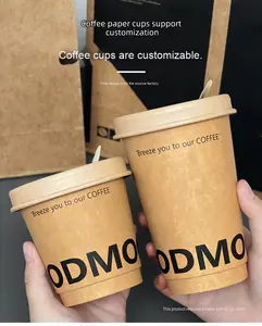 Vaso de Bambú Biodegradable con Diseño de Pared Ondulada y Tapas de Papel Kraft Desechables, Compostable, para Bebidas Calientes para Llevar, para Café y <span class=keywords><strong>Té</strong></span> - Product Image 3