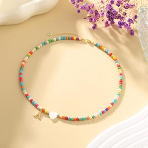 Trendy Jewelry Handmade Bubble Alphabet Beaded <strong>Necklace</strong> <strong>Boho</strong> Colorful Turquoise Initial Choker <strong>Necklaces</strong> for Women - Product Image 5