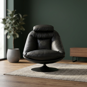 Modern Light Luxury Leather Swivel Accent Chair 360° Rotating Lazy Single <b>Sofa</b> Lounge Chair for Living Room Balcony - Product Image 4