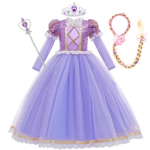 Lzh Kids Prinses Pailletten Jurken Luxe Elegante Meisjes Party Halloween Cosplay Kostuums Sofia Rapunzel Pasen Jurk