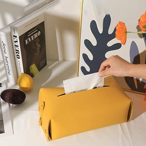 Boîte à mouchoirs en cuir PU transfrontalière très vendue, boîte de rangement pour mouchoirs pour voiture, salon et salle de bain, sac à mouchoirs moderne et minimaliste - Product Image 1