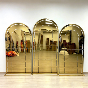 DKB Luxury Modern Detachable New Arrival Wholesale Wedding Arch Semicircle <b>Grid</b> Golden Stainless Steel Screen Stage Background - Product Image 1