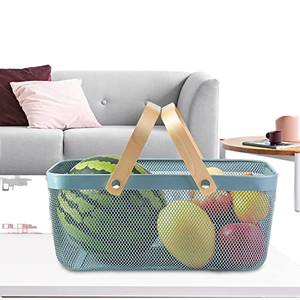 Panier en treillis métallique avec poignées, style ferme, pour l'organisation et le rangement des placards et des garde-manger - Product Image 4