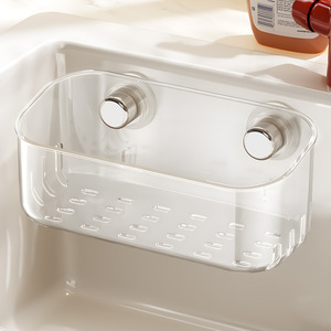 Suction Cup Sink Storage Rack Rectangle Wall Mounted Multipurpose <b>Draining</b> Rack For Kitchen Sponge <b>Brush</b> Steel Wool Organizer - Product Image 2