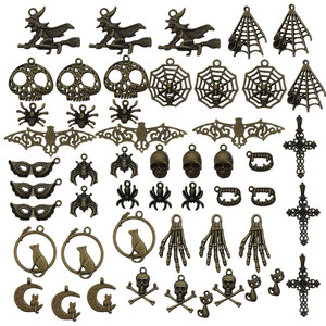Halloween Pendant Mixed Pack 51pcs Alloy DIY Jewelry Antique Bronze Themed Charms For Creative <b>Accessories</b> - Product Image 5