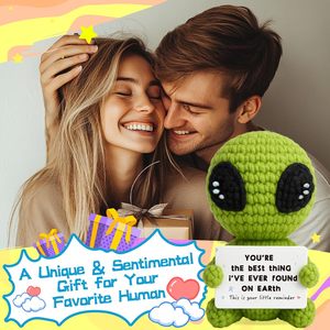 Muñeco de Ganchillo Motivacional de Alien Amigurumi, Juguete de Peluche Hecho a Mano con Frase Inspiradora, Perfecto para Regalos de Ánimo - Product Image 5