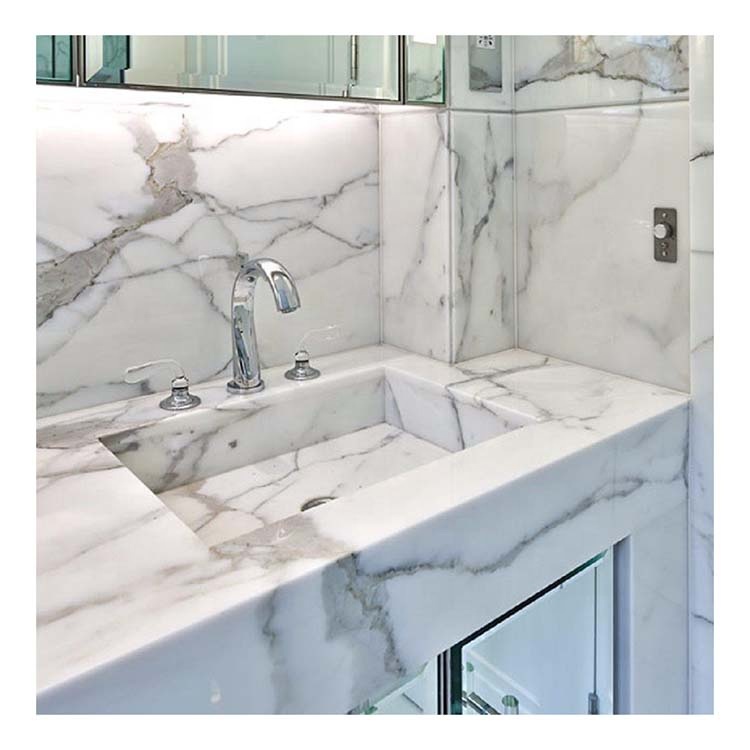 Кухонный счетчик для ванной, современная ванная комната Calacatta, Мраморная белая плита, туалетный столик