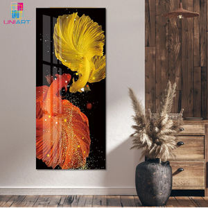 Vendita calda UNIART <span class=keywords><strong>di</strong></span> lusso moderno dipinto <span class=keywords><strong>di</strong></span> cristallo <span class=keywords><strong>di</strong></span> pesce d'oro <span class=keywords><strong>di</strong></span> una coppia per la decorazione della casa e la decorazione del soggiorno - Product Image 1