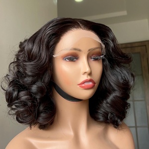 Parrucca Frontale con Chiusura in Capelli Umani al 100% a Doppia Trama, Grezzi, con Cuticole Allineate, Setosi <span class=keywords><strong>e</strong></span> Spessi, Neri Naturali, Effetto Body Wave - Product Image 5