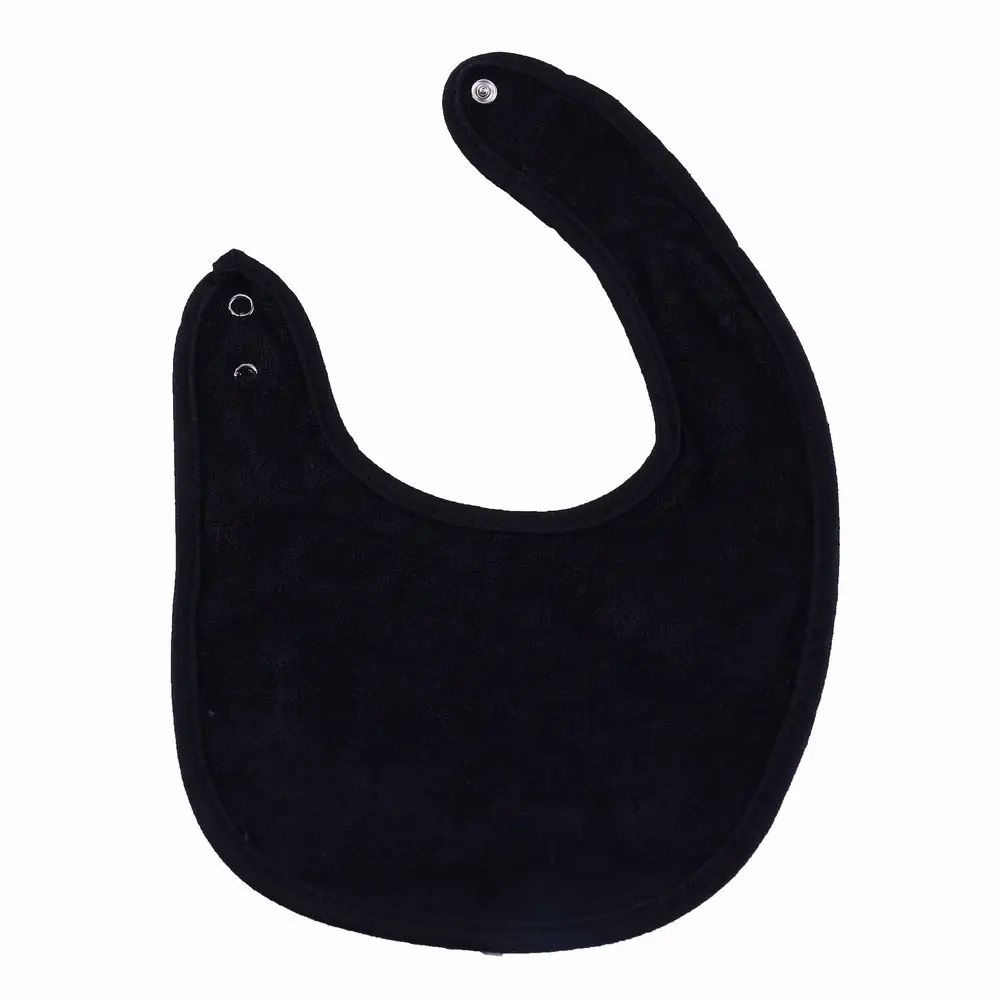 boy bib double layered plain black cotton bib with toweling back for baby