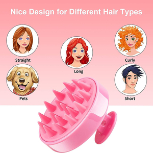 Amostra Grátis: Escova Manual Massageadora de Couro Cabeludo para Shampoo – Uso Úmido e Seco com Silicone Macio para Limpeza no Banho - Product Image 2