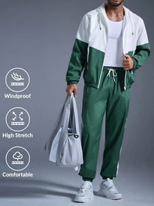 Custom <strong>Men</strong> Woven Tracksuit Color Block Hooded Windbreaker Jacket and Sweatpants Lightweight Jogging 2 Piece Set Track <strong>Suits</strong> - Product Image 5