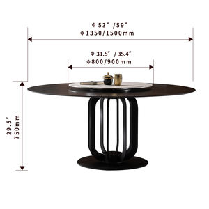 Table tournante ronde moderne à <span class=keywords><strong>double</strong></span> couche avec plateau en pierre frittée Meubles OEM ODM en acier au carbone fabriqués à Foshan - Product Image 6