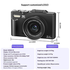 Cámara de Vlogging 5K con Pantalla de 3 Pulgadas y 180 Grados °   Cámara Digital con Pantalla Abatible, 75MP, Autoenfoque, Zoom 18X, WiFi, Grabadora de Video Ultra HD para Viajes - Product Image 6