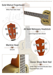 Ukulele à résonateur de concert en laiton de marque Aiersi, vente chaude, 4 cordes, 24 pouces, trous en F, métal mat, logo personnalisé, Uku à vendre - Product Image 4
