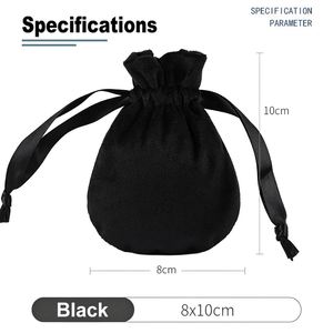 Cross-Border Custom Drawstring With Logo Wholesale Jewelry Pouch Dustproof Flocked Velvet Bags for <b>Gifts</b> - Product Image 3