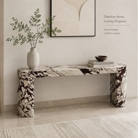 Table console en marbre Calacatta Viola italien de luxe, pierre naturelle, fabrication artisanale, meuble d'entrée pour couloir, salon