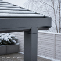 Pergola de jardin moderne imperméable avec toit à lames orientables télécommandées, système bioclimatique en aluminium pour l'ombrage des terrasses arrière-cour