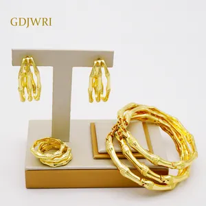 GDJWRI RG32耳环和戒指首饰镀22k迪拜填充套装珠宝女式手镯金手镯18k
