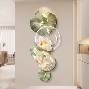 Mural de Pared Luminoso con Diseño Art Deco de Pez con Reloj, Pintura Acrílica con Luz LED, Impresión UV, para Sala de Estar - Product Image 3