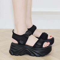 Sandales pour femme style influenceur 2026, nouvelles arrivées été, en toile unie, à semelle souple antidérapante et plateforme épaisse, ODM/OEM