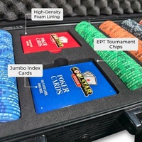 Ensemble de jetons de poker de luxe style EPT, 500 pièces, intérieur en mousse haute densité, 10 dénominations, cartes d'indexation géantes, fourniture officielle