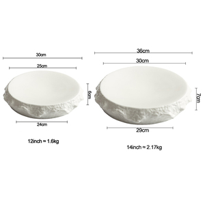 Assiette en céramique à affichage plat 12/14 pouces vaisselle d'hôtel porcelaine blanche grande assiette affichage de gâteau panneau de support haut - Product Image 4