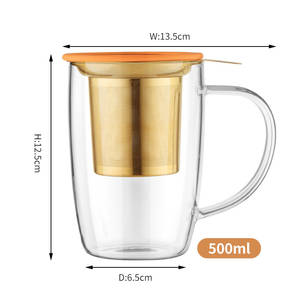 Vidro borosilicato chá caneca copos de chá com aço inoxidável Infusor & Tampa, folha solta vidro chá caneca - Product Image 6