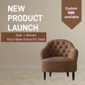 Fauteuil d'appoint capitonné en chêne massif pour salon - Product Image 6