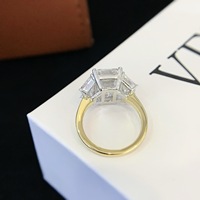 Bague de fiançailles et de mariage de luxe pour femme ICEWALD en or massif 18 carats PT950 avec diamant de laboratoire certifié IGI taille émeraude 5 carats
