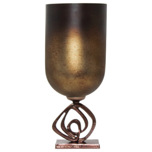 Elegante vaso in vetro sfumato con base a piedistallo per soggiorno, vaso decorativo per fiori - Product Image 1
