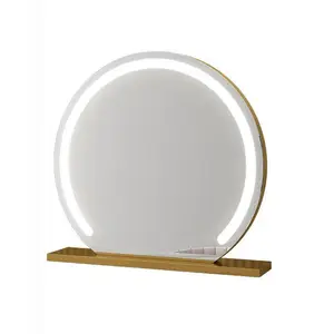 Lights Smart Makeup Vanity Round Mirrors Screen Hollywood Salon Lighted Glass Touch Half Dresser Mirror With Led Light
