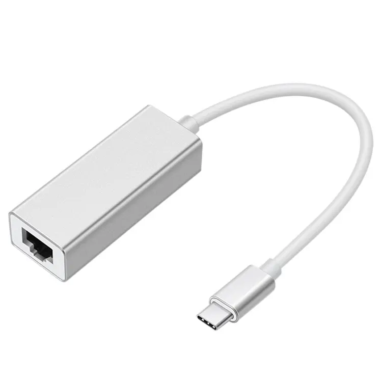 Tipe C ke RJ45 Hub 10/100/100M kabel jaringan adaptor Ethernet Drive aluminium Gratis kartu jaringan tunggal untuk ponsel Macbook