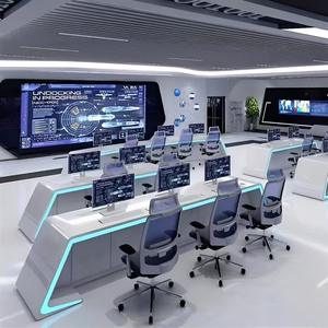 Banc de travail en bois courbé laqué <span class=keywords><strong>blanc</strong></span> moderne, <span class=keywords><strong>console</strong></span> de salle de contrôle, armoire de rangement réglable, mobilier de <span class=keywords><strong>bureau</strong></span> commercial durable - Product Image 3