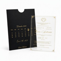 Ensemble d'invitations de mariage de luxe en acrylique avec dorure à chaud, calendrier transparent pour réserver la date, cartes de mariage personnalisées sur mesure