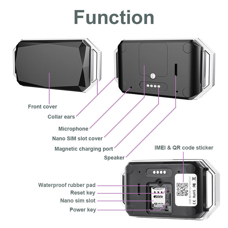 G58 IP67 Waterproof Pets 4G GPS Tracker - Smart Collar