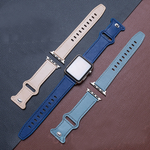 Bracelet de montre intelligent de luxe bracelet en cuir pour <span class=keywords><strong>Apple</strong></span> <span class=keywords><strong>Watch</strong></span> 49 <span class=keywords><strong>45</strong></span> 44MM boucle de remplacement bande de ceinture pour Iwatch 7 <span class=keywords><strong>SE</strong></span> 6 5 4 3 2 1 - Product Image 6