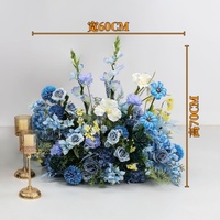 A-2057 Centres de table floraux artificiels en soie bleue, boules de fleurs, chemins de table pour allée centrale, arrangements pour décoration de mariage