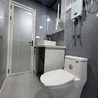 Maison conteneur extensible de 20 pieds à double aile, préfabriquée modulaire, avec panneaux gris et porte battante vitrée, pour habitation, villa, camping