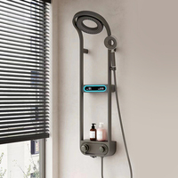 Mélangeur numérique noir de luxe unique ensemble de robinet de douche pluie ciel étoilé froid et chaud système de douche électrique thermostatique