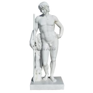 Classique célèbre jardin extérieur grandeur nature blanc western nu grec figure homme statue sculpture décor - Product Image 1
