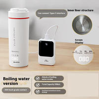 Hervidor Eléctrico Portátil Mini de Acero Inoxidable de 500 ml con Control Digital de Temperatura, Uso Doméstico, 1000 W de Potencia, Color Blanco, K002